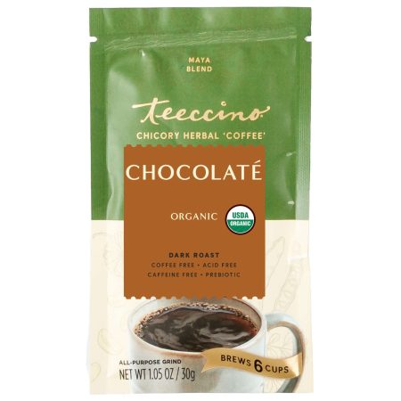 Teeccino Chocolate 1.05 oz trial sized coffee alternative.